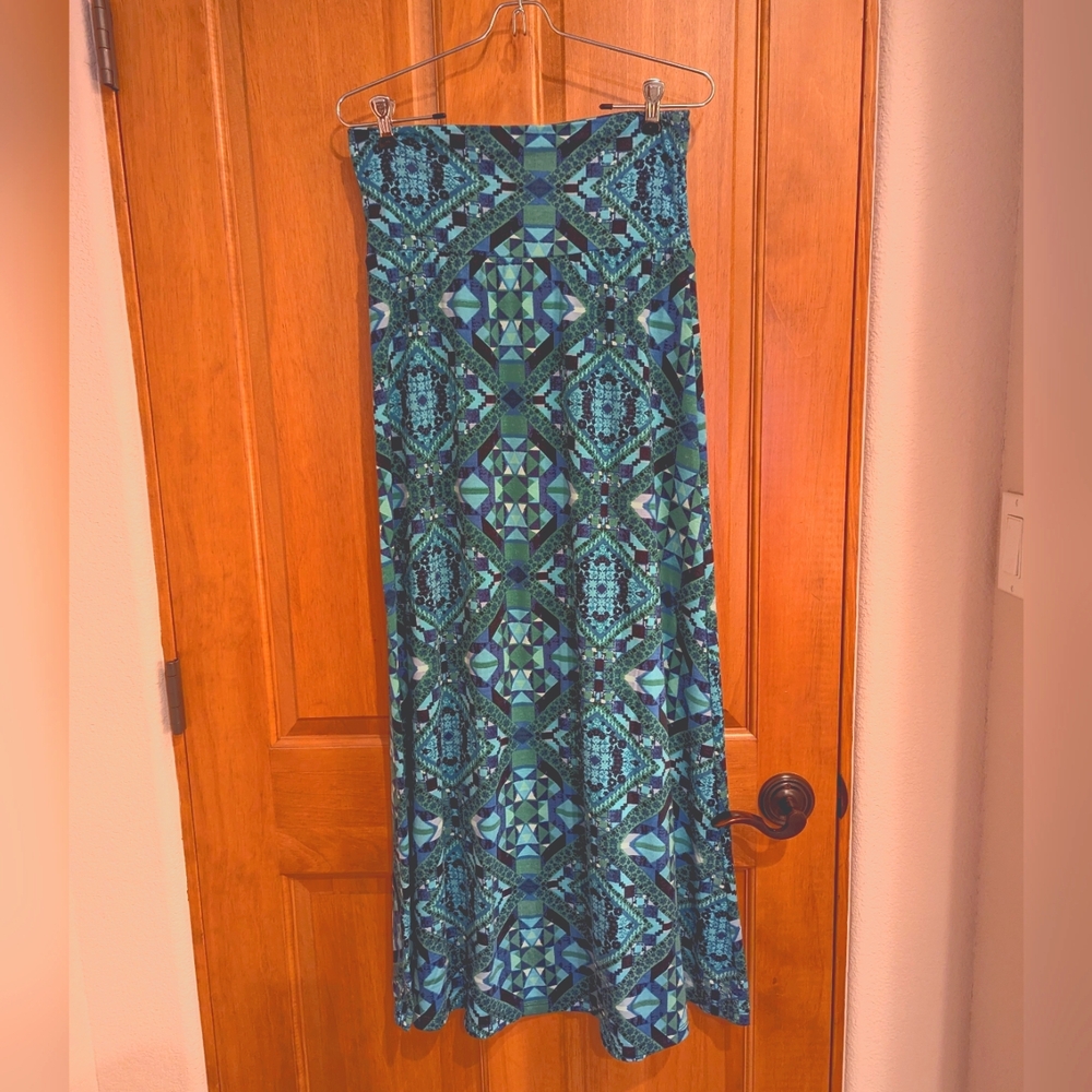 Mossimo Supply Co. Blue Green Patterned A-Line Skirt